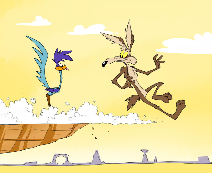 Wile e coyote and the road runner. Wile e went too far, is now standing on thin air and should fall any second