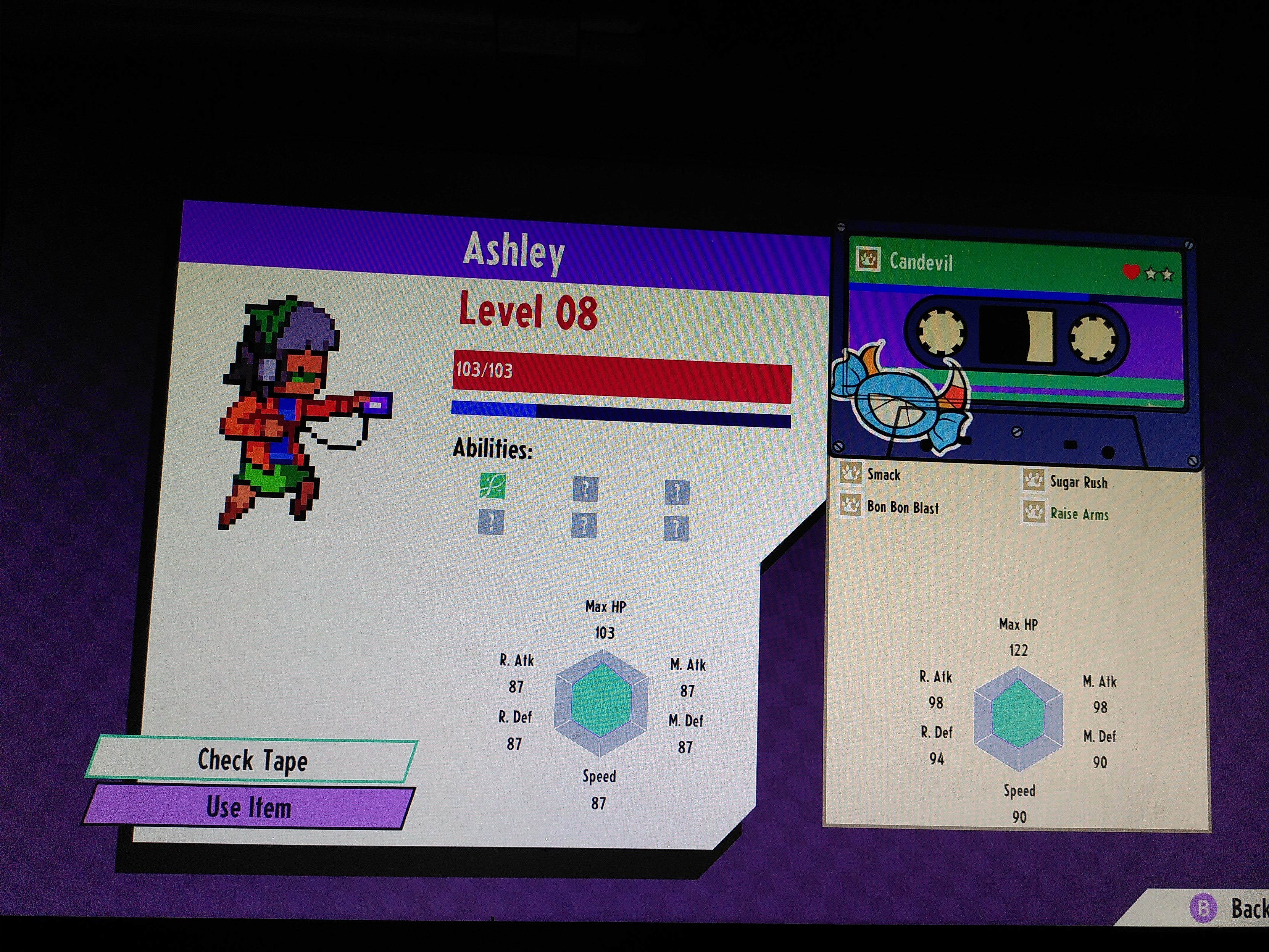 A photo of cassette beast player stats screen