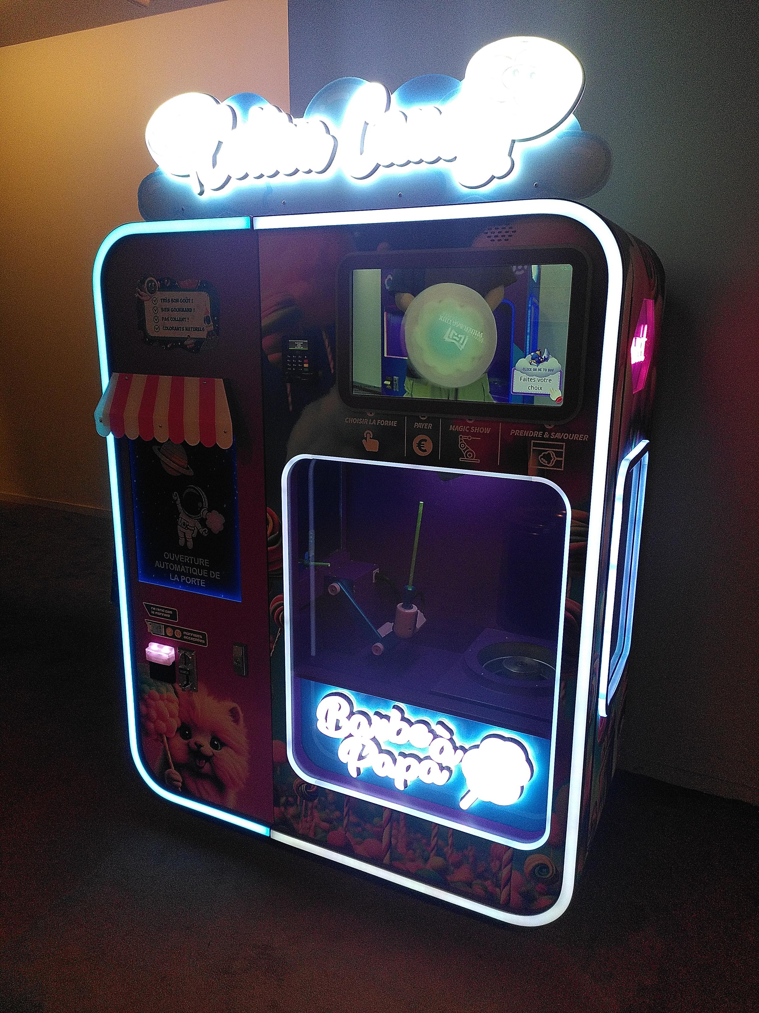 An automated cotton candy machine