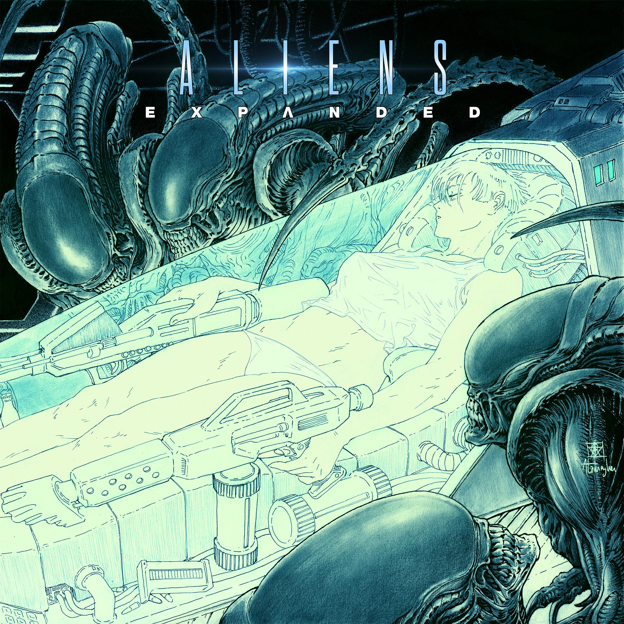 Aliens Expanded: Original Documentary Soundtrack by NewRetroWave

cover is in a drawing style. Multiple xenomorph are waiting around a cryosleep module. lying inside is a woman with short hair wearing only a culotte and a crop top, holding a flame thrower in one hand and an assault machine gun in the other
