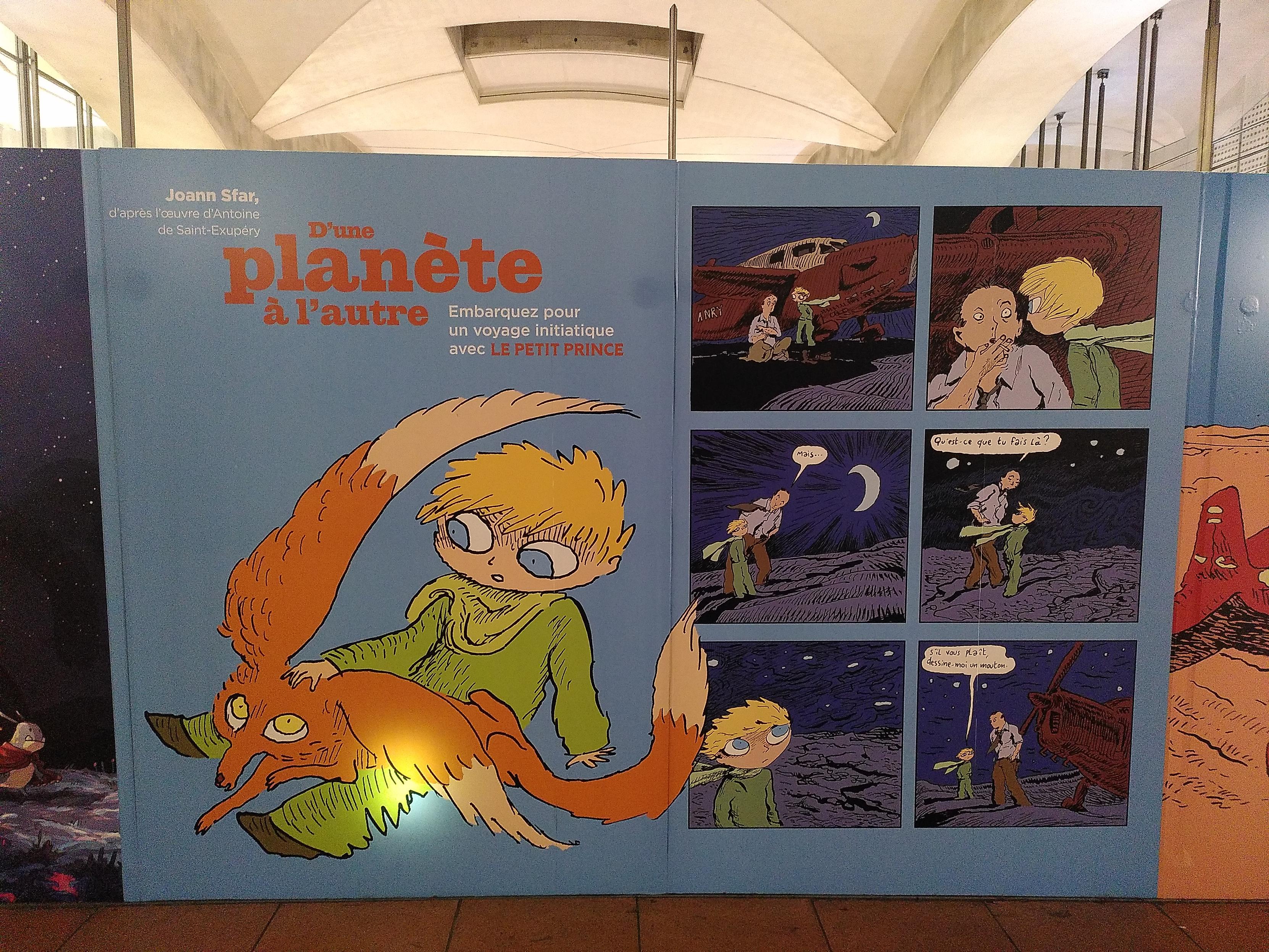 Picture of a panel about a comic featuring St Exupery's Le Petit Prince and a fox