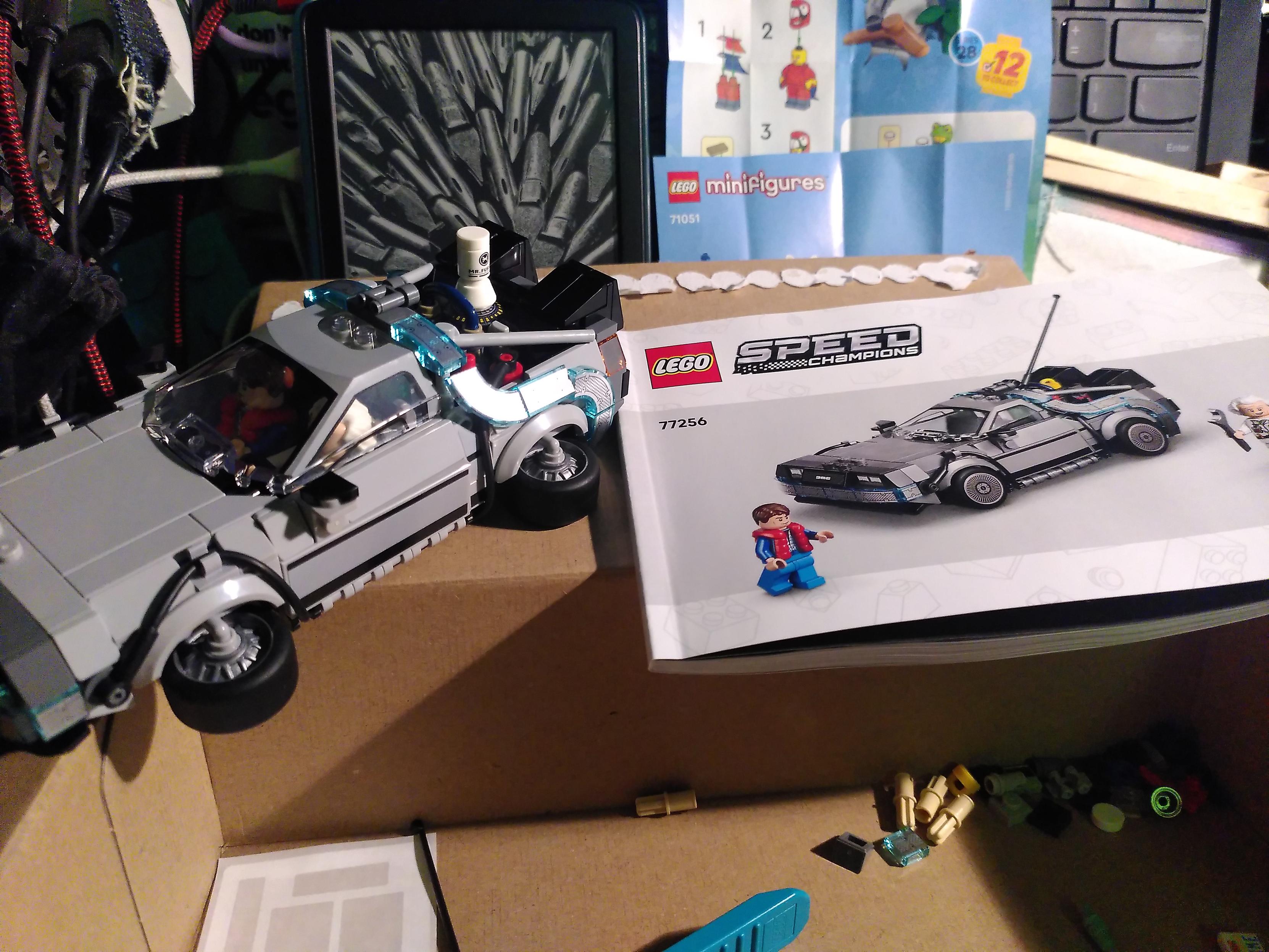 Photo of a lego's flying delorean from back to the future