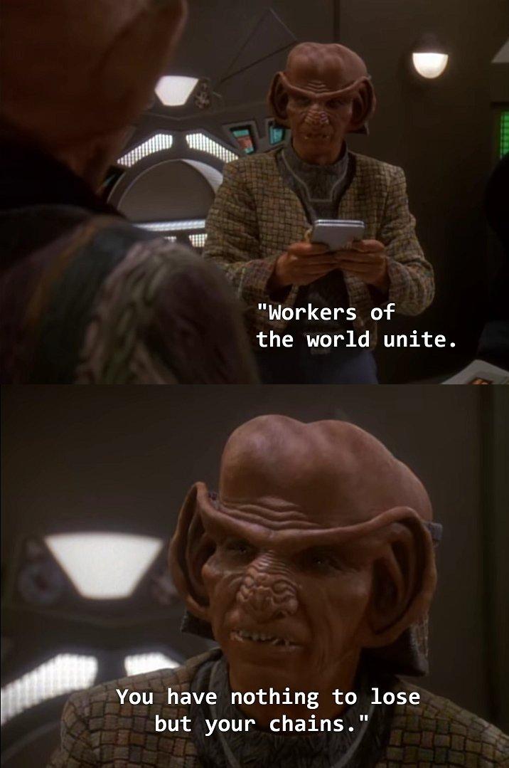 Two screencapture from star trek DS9 with subtitles saying 